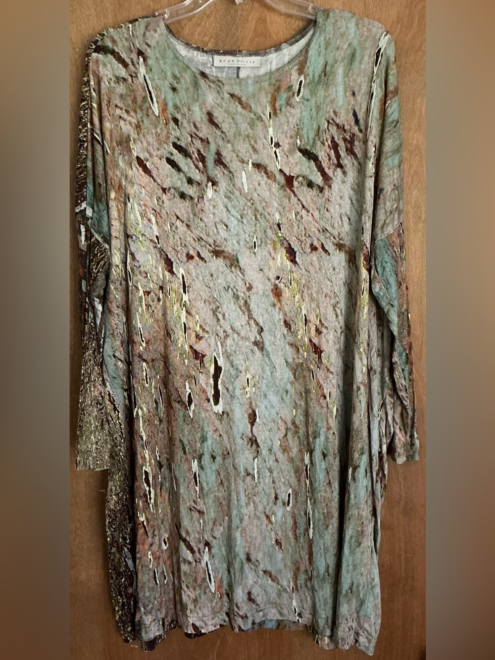 Bryn Walker Damien Tunic Dress "Acquario" Italian Print Abstract Jersey Shift M